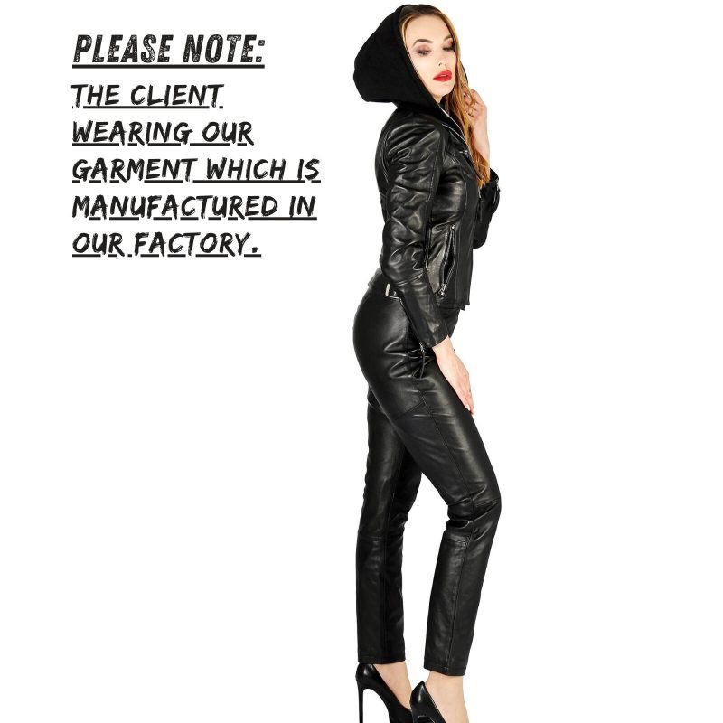 leather jacket black hooded Sheepshell-outfits